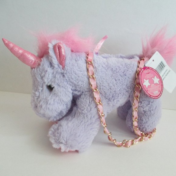 Olly & Me Plush Stuffed Set of 2 Unicorn Olly with Gold Chain Handle Purse - Picture 4 of 7